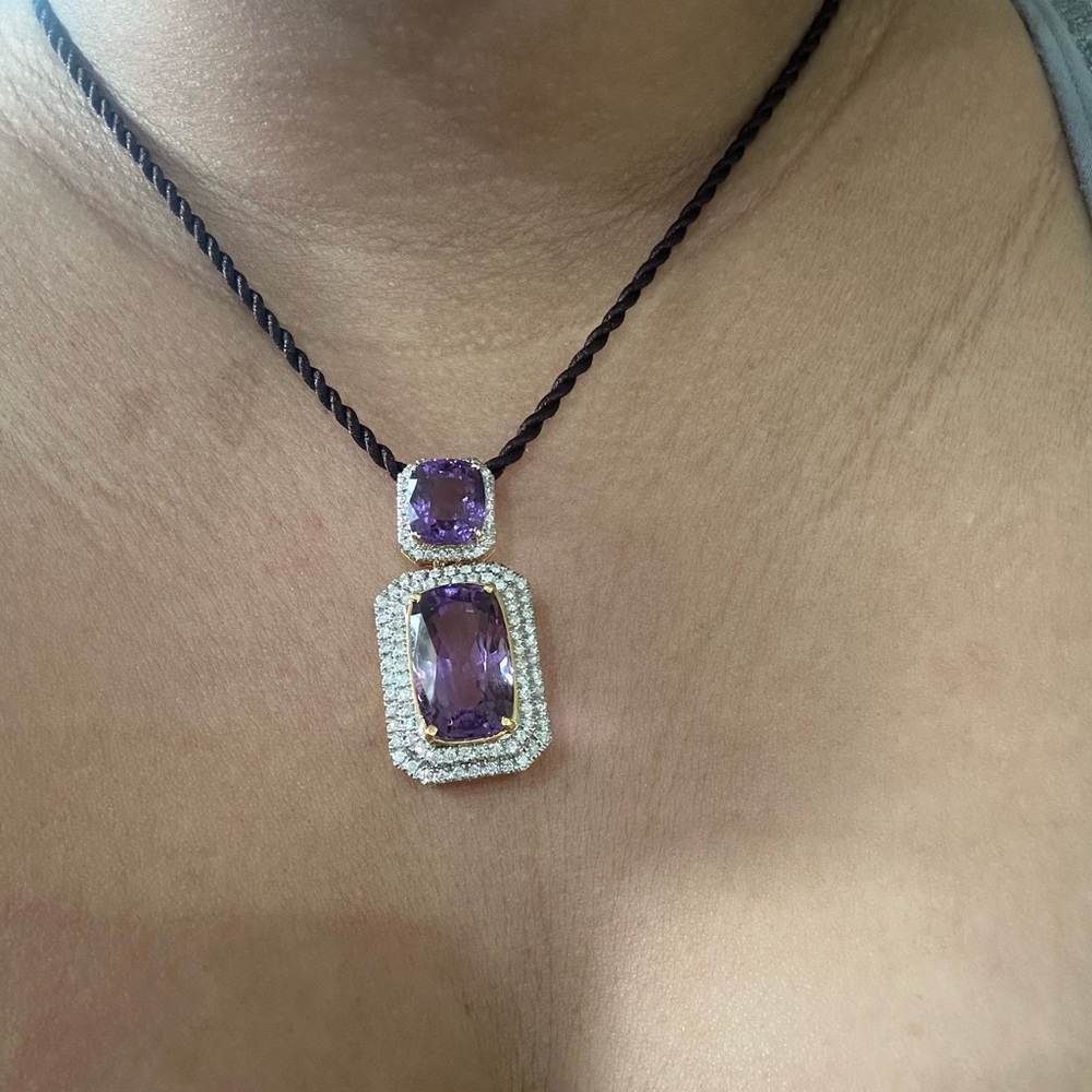 Amethyst gold and diamonds set - Picture 9 of 15